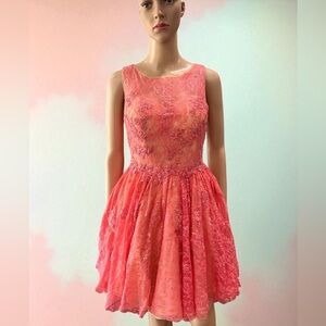MayQueen prom cocktail Lace rhinestone High Neck mini Party Blush Dress-6